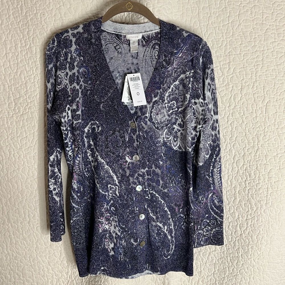 NWT Chicos Peyton Cardigan in Mixed Paisley